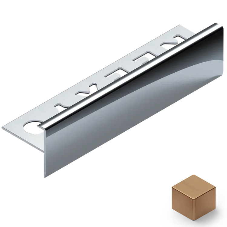 Профиль лестничный F-образный алюминий 10 мм Neexy PV53-06 (бронза матовая), 2.7 м.