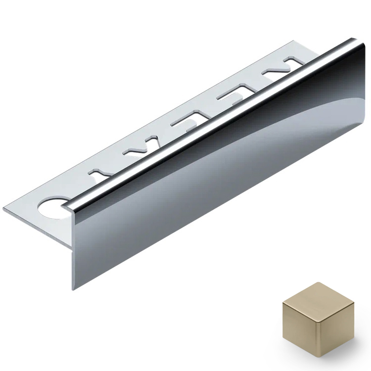 Профиль лестничный F-образный алюминий 10 мм Neexy PV53-08 (шампань матовая), 2.7 м.