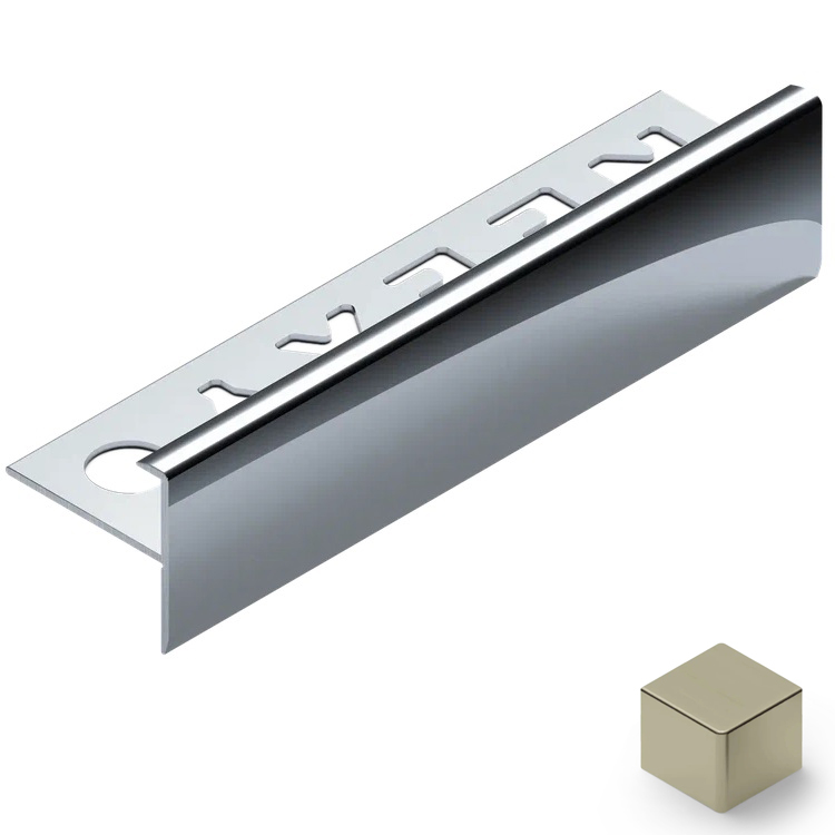 Профиль лестничный F-образный алюминий 10 мм Neexy PV53-16 (титан матовый), 2.7 м.