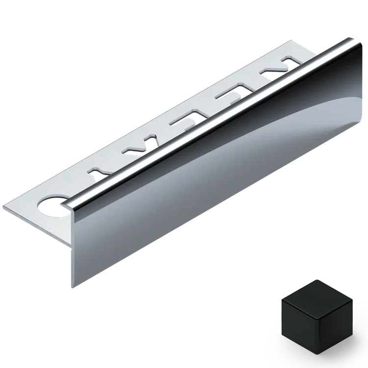 Профиль лестничный F-образный алюминий 10 мм Neexy PV53-18 (черный матовый), 2.7 м.