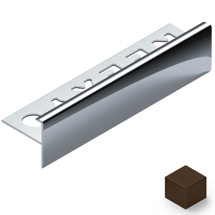 Профиль лестничный F-образный алюминий 10 мм Neexy PV53-47 (темная бронза матовая), 2.7 м.