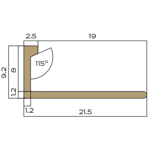 Профиль L-образный латунь 8 мм Neexy PVL01-02 (латунь хромированная), 2.7 м.
