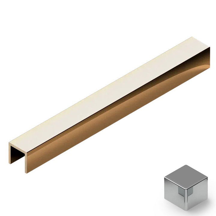 Профиль П-образный латунь 12x12 мм Neexy PVL86-02 (латунь хромированная), 2.7 м.