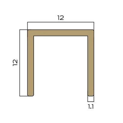 Профиль П-образный латунь 12x12 мм Neexy PVL86-03 (латунь брашированная), 2.7 м.