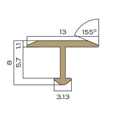 Профиль Т-образный плоский латунь 13 мм Neexy PVL34-01 (латунь полированная), 2.7 м.