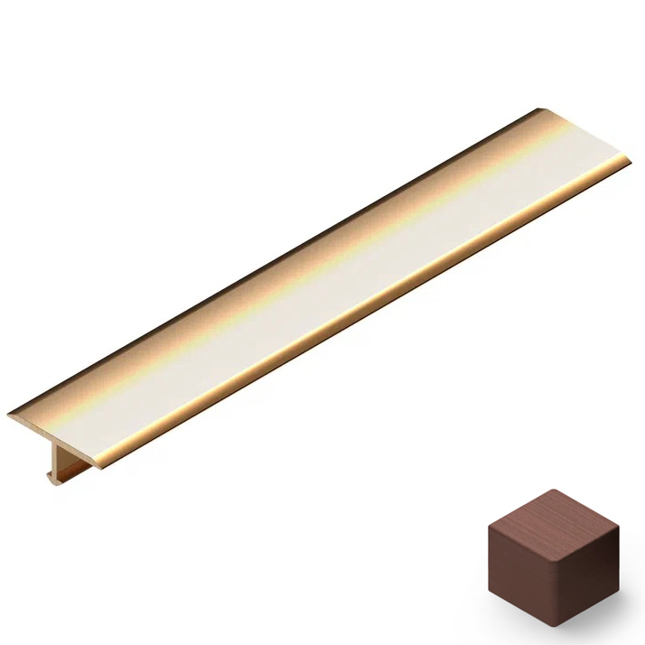 Профиль Т-образный плоский латунь 13 мм Neexy PVL34-05 (антик медь светлая), 2.7 м.