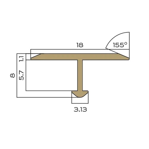 Профиль Т-образный плоский латунь 18 мм Neexy PVL36-03 (латунь брашированная), 2.7 м.