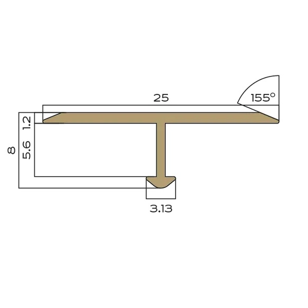 Профиль Т-образный плоский латунь 25 мм Neexy PVL38-03 (латунь брашированная), 2.7 м.