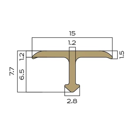 Профиль Т-образный полукруглый латунь 15 мм Neexy PVL67-05 (антик медь светлая), 2.7 м.