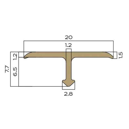 Профиль Т-образный полукруглый латунь 20 мм Neexy PVL37-03 (латунь брашированная), 2.7 м.