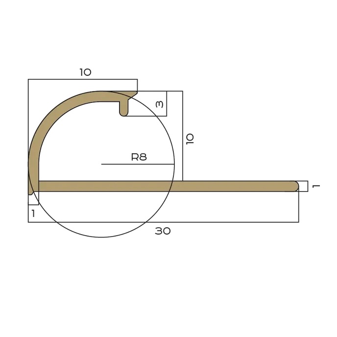 Профиль внешний латунь 10 мм Neexy PVL17-02 (латунь хромированная), 2.7 м.