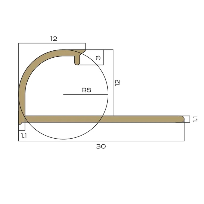 Профиль внешний латунь 12 мм Neexy PVL18-04 (антик бронза светлая), 2.7 м.
