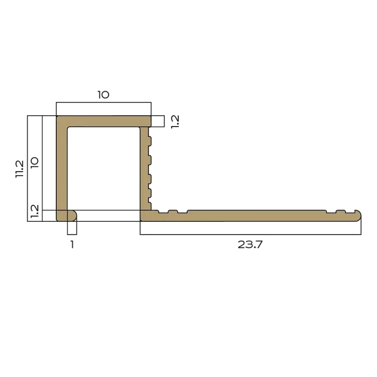 Профиль внешний  P латунь P 10x10 мм Neexy PVL31-01 (латунь полированная), 2.7 м.