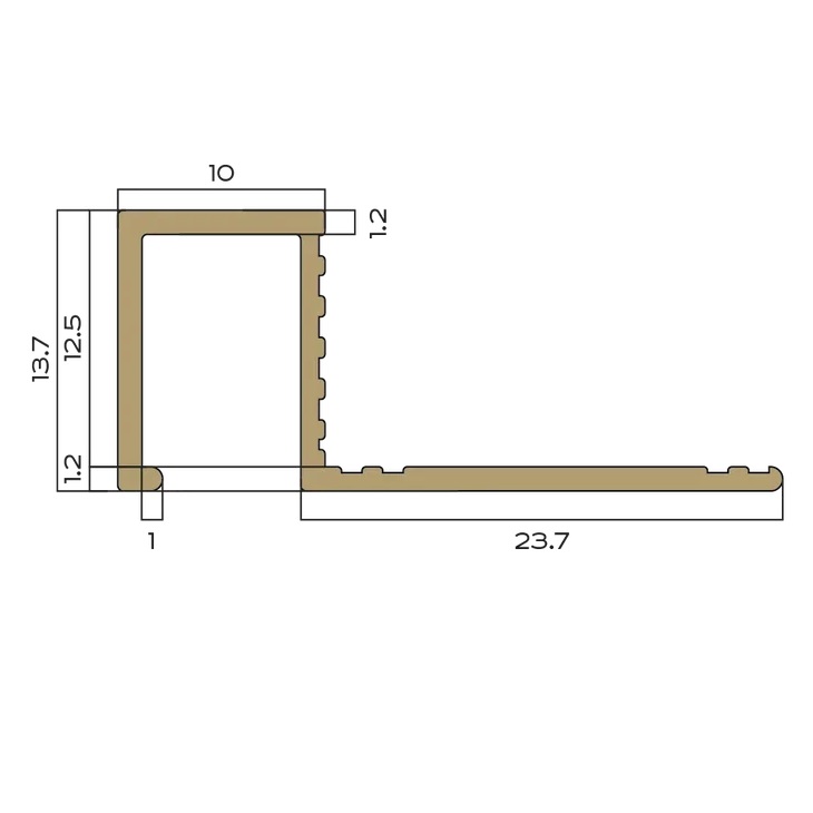 Профиль внешний P латунь 10x12.5 мм Neexy PVL32-03 (латунь брашированная), 2.7 м.