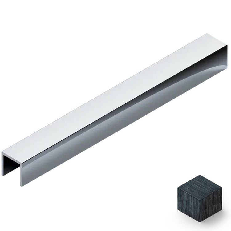 Профиль П-образный алюминий 15x10 мм Neexy PV84-46 (черный блестящий браш), 2.7 м.