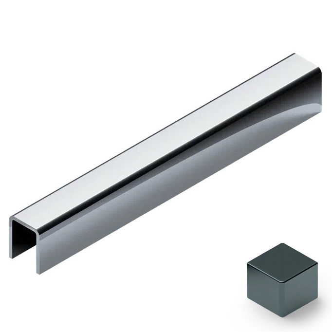 Профиль П-образный нерж. сталь 10x10 мм Neexy PVS97-21 (нерж. сталь антрацит зеркальный), 2.7 м.