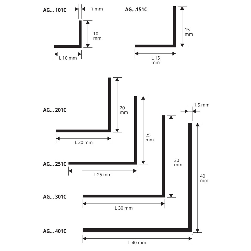 Профиль Progress Profiles Равносторонний уголок AGBC 101C (хром), глянцевый