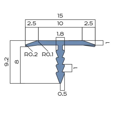 Профиль Т-образный плоский алюминий 15 мм Neexy PV35-03 (серебро блестящее), 2.7 м.