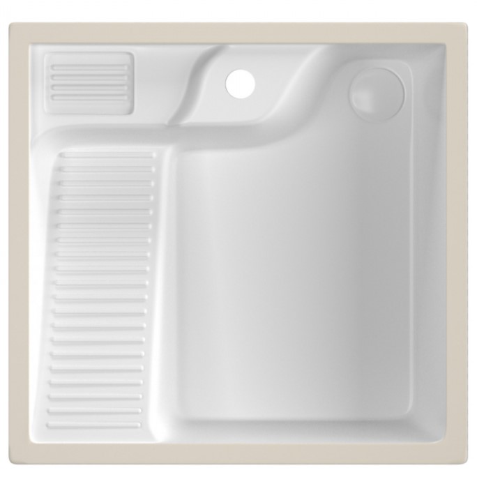 Раковина на стиральную машину Abber Rechteck AC2224L 54.5х52х13 (белый), встраиваемая снизу, с донным клапаном, левая