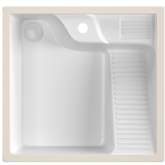 Раковина на стиральную машину Abber Rechteck AC2224R 54.5х52х13 (белый), встраиваемая снизу, с донным клапаном, правая