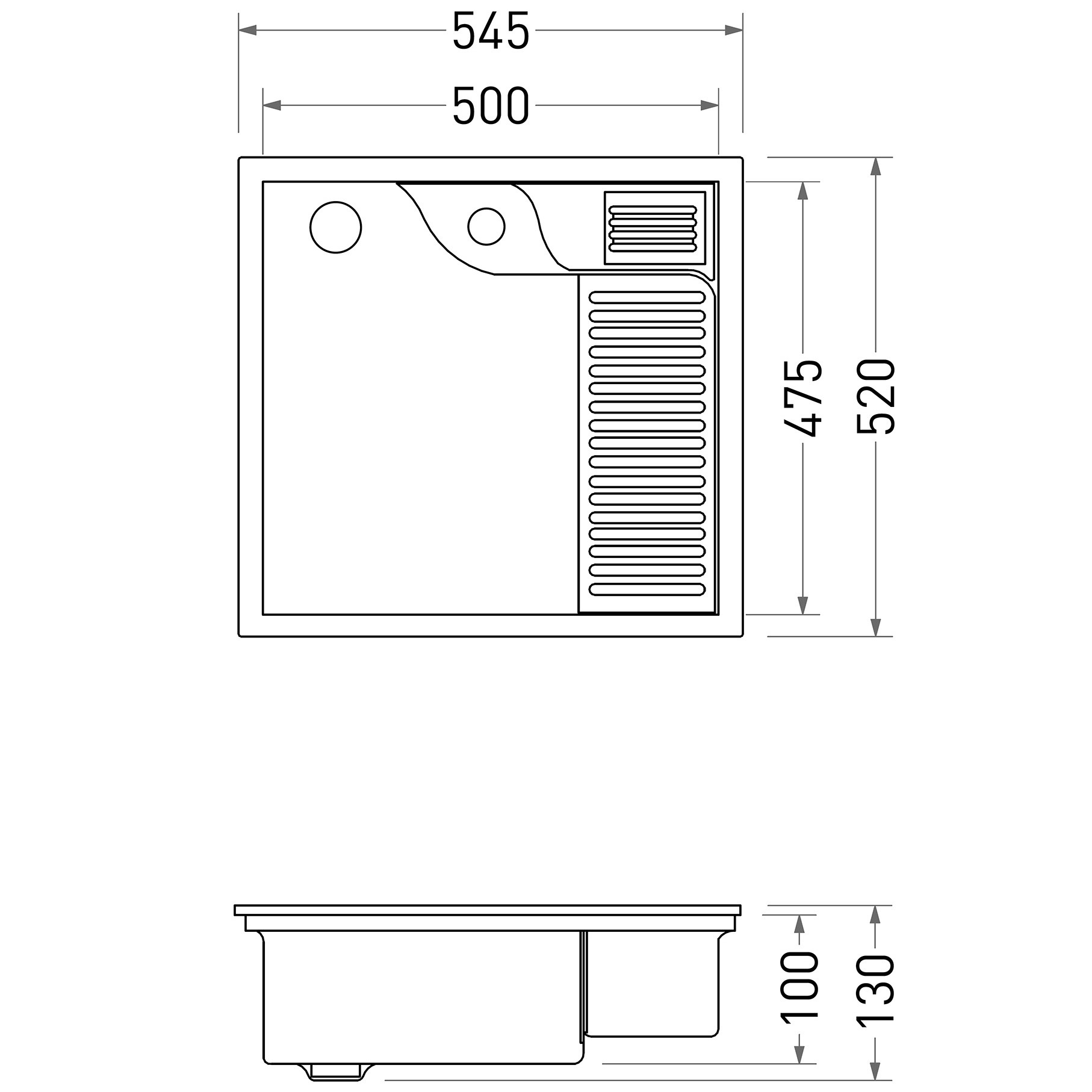 Раковина на стиральную машину Abber Rechteck AC2224R 54.5х52х13 (белый), встраиваемая снизу, с донным клапаном, правая