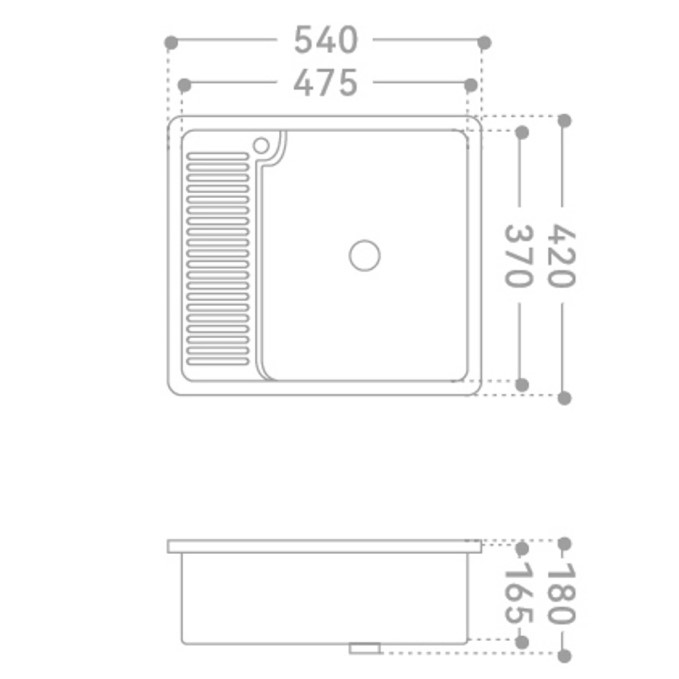 Раковина на стиральную машину Abber Rechteck AC2225L 54х42х18 (белый), встраиваемая снизу, с донным клапаном, левая
