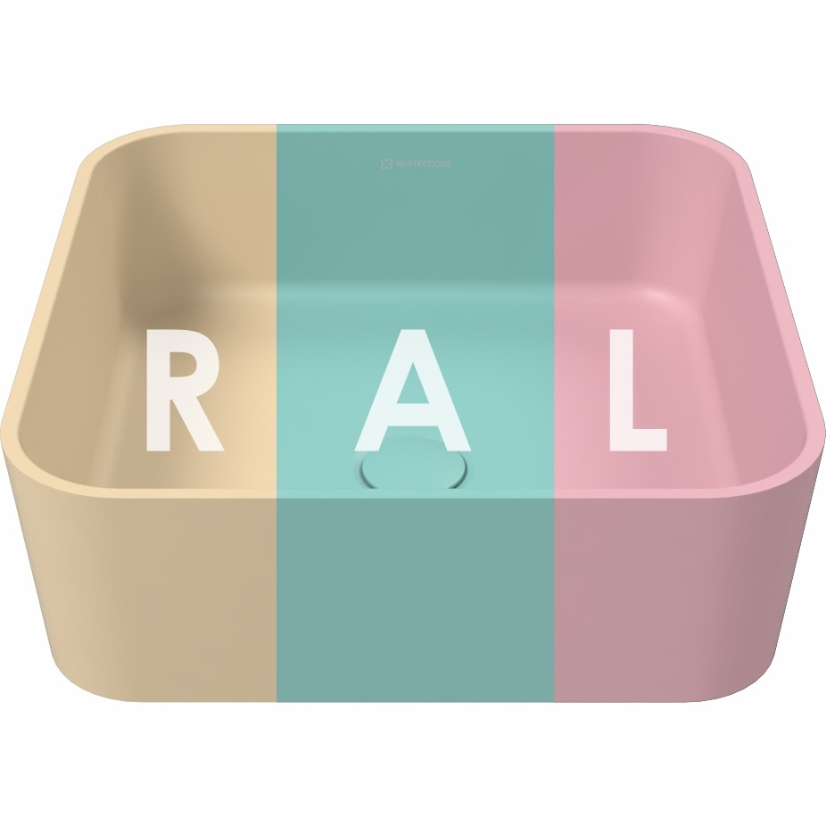 Раковина накладная 40,5x40,5x14см, Whitecross Garnet 0702.040040.2XXXX (цвет из палитры RAL матовый), иск. камень