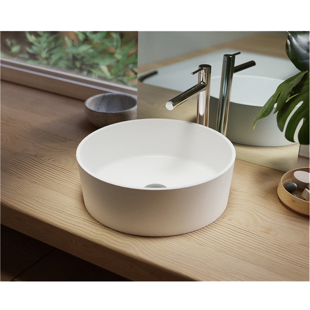 Раковина накладная 40.5x40,5x14см, Whitecross Agate D=40,5 0701.040040.200 (белый матовый), иск. камень