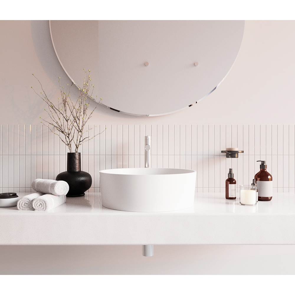 Раковина накладная 40.5x40,5x14см, Whitecross Agate D=40,5 0701.040040.200 (белый матовый), иск. камень