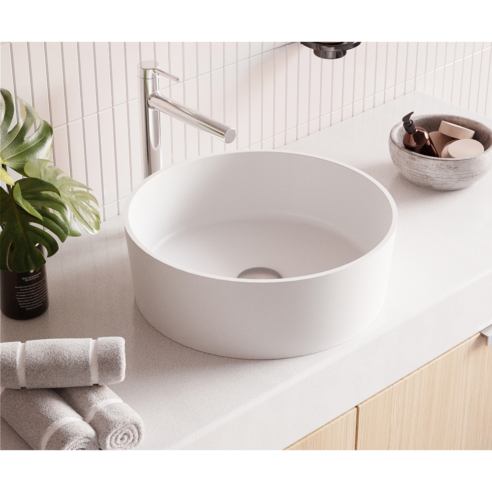 Раковина накладная 40.5x40,5x14см, Whitecross Agate D=40,5 0701.040040.200 (белый матовый), иск. камень