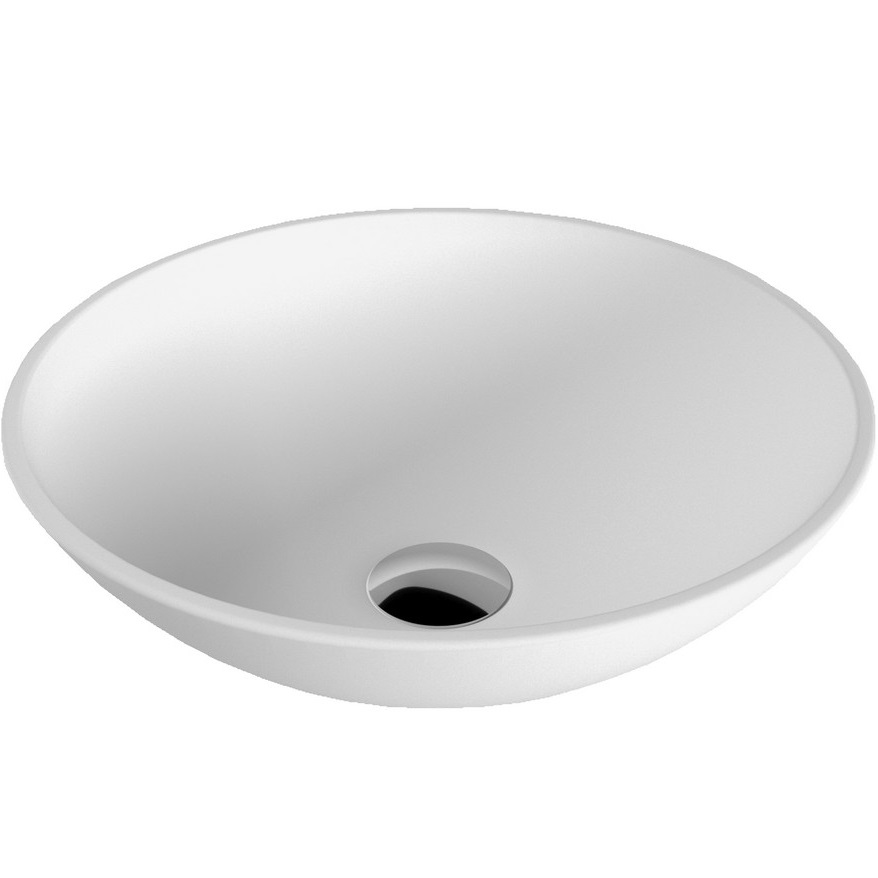 Раковина накладная 40,5x40,5x14см, Whitecross Jade D=40,5 0703.040040.200 (белый матовый), иск. камень