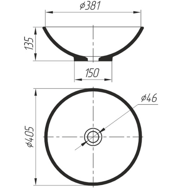 Раковина накладная 40,5x40,5x14см, Whitecross Jade D=40,5 0703.040040.200 (белый матовый), иск. камень