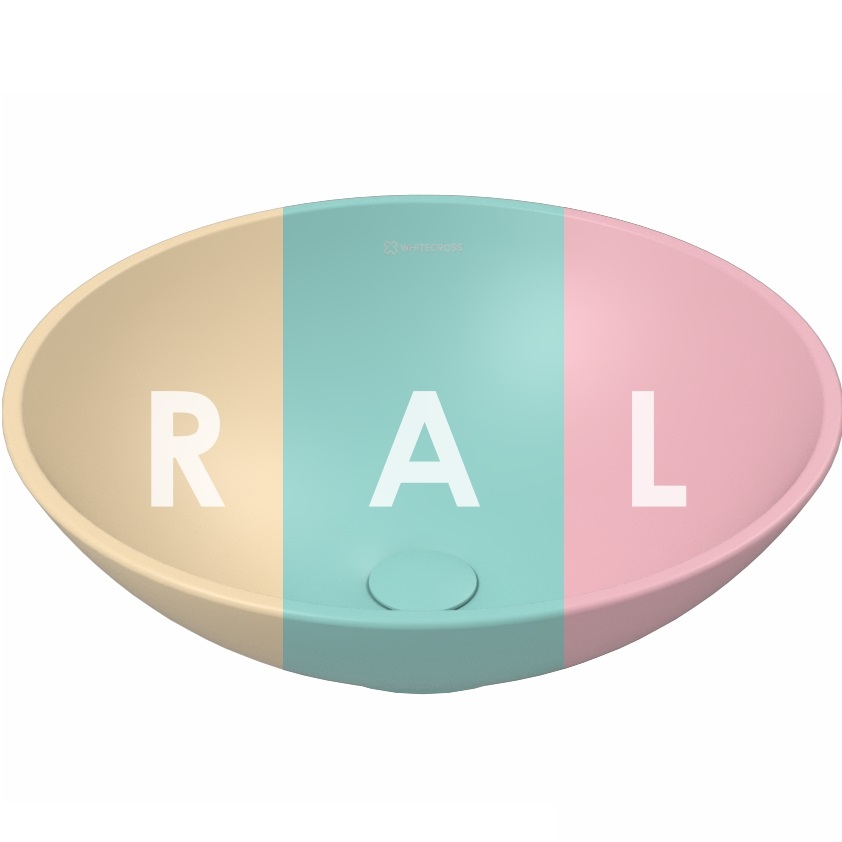 Раковина накладная 40,5x40,5x14см, Whitecross Jade D=40,5 0703.040040.2XXXX (цвет из палитры RAL матовый), иск. камень