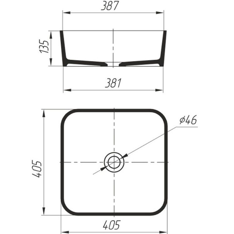 Раковина накладная 40,5x40,5x14см, Whitecross Garnet 0702.040040.200 (белый матовый), иск. камень