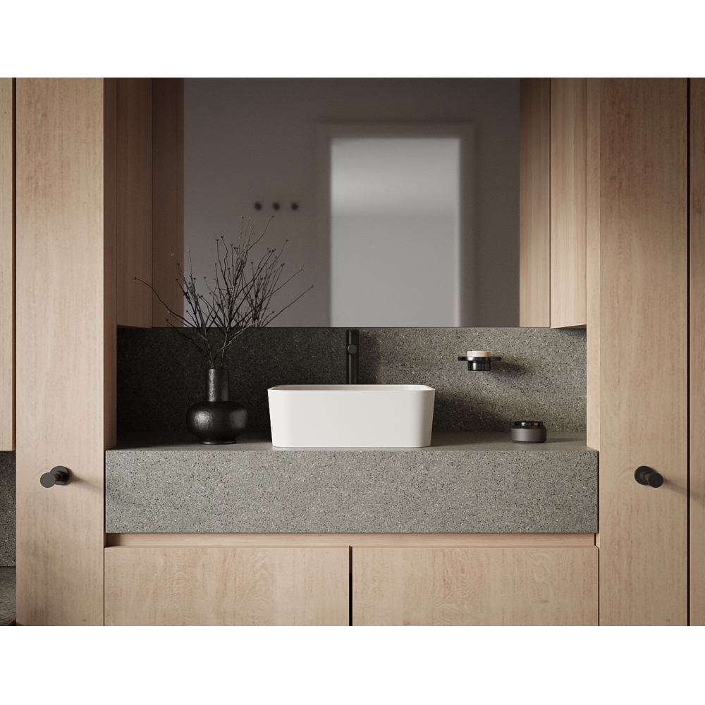 Раковина накладная 40,5x40,5x14см, Whitecross Garnet 0702.040040.200 (белый матовый), иск. камень