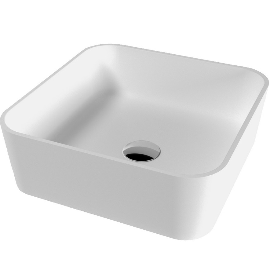 Раковина накладная 40,5x40,5x14см, Whitecross Garnet 0702.040040.200 (белый матовый), иск. камень