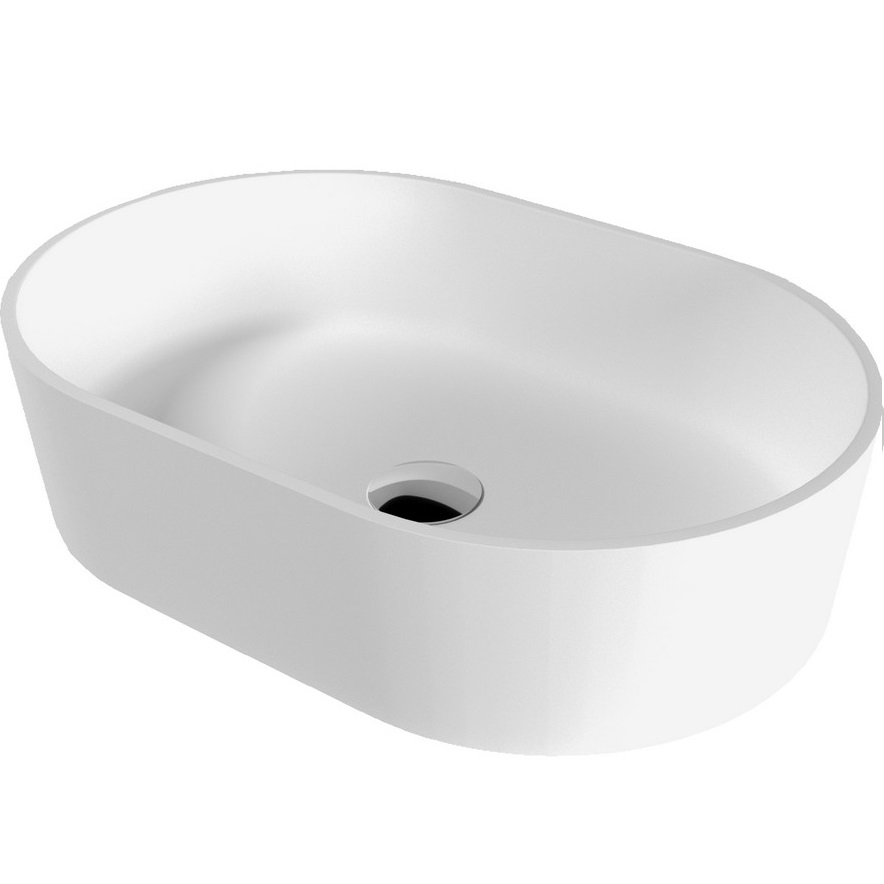 Раковина накладная 55x37x14см, Whitecross Emerald 0704.055037.200 (белый матовый), иск. камень