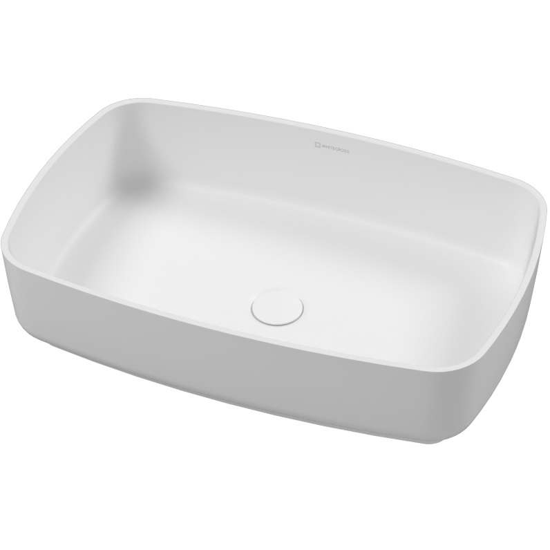 Раковина накладная 58x38x14см, Whitecross Jasper 0741.058038.200 (белый матовый), иск. камень