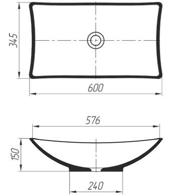 Раковина накладная 60x34.5x15см, Whitecross Coral 0739.060034.200 (белый матовый), иск. камень