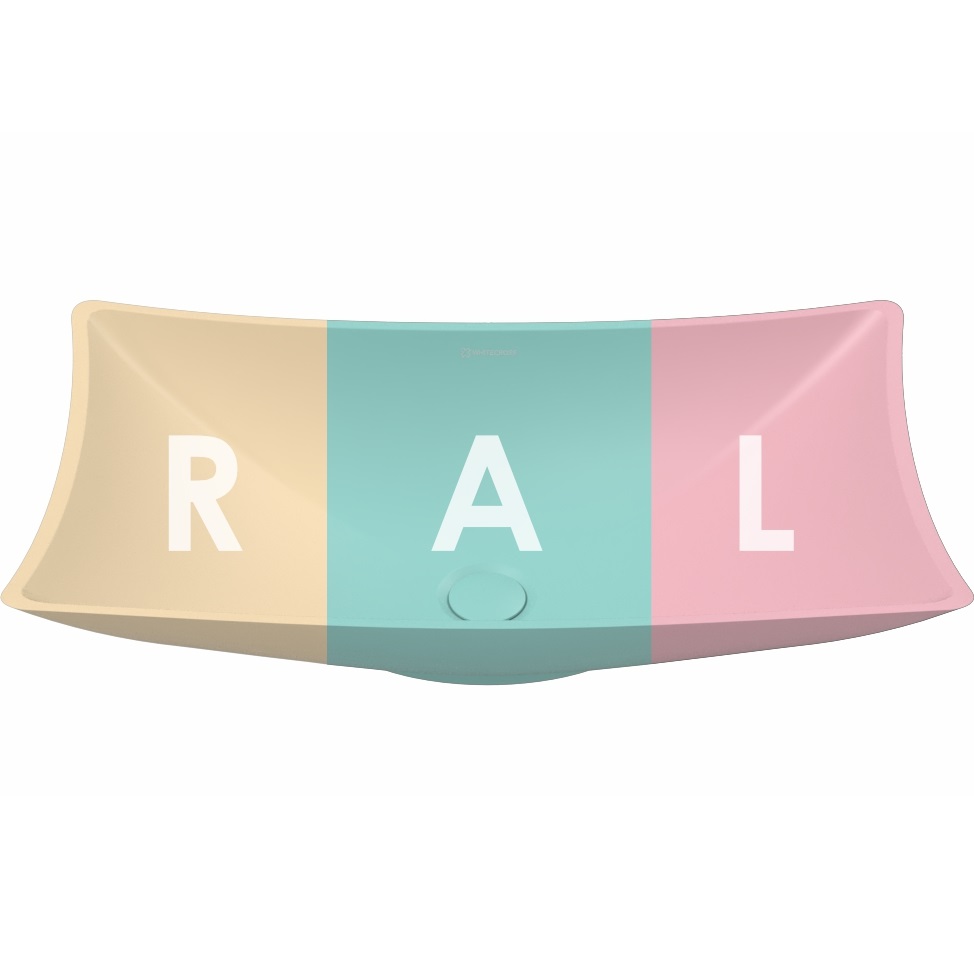 Раковина накладная 60x34.5x15см, Whitecross Coral 0739.060034.2XXXX (цвет из палитры RAL матовый), иск. камень