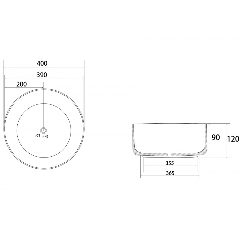 Раковина накладная Abber Bequem AC2109MW 40x40x12 (белый матовый)