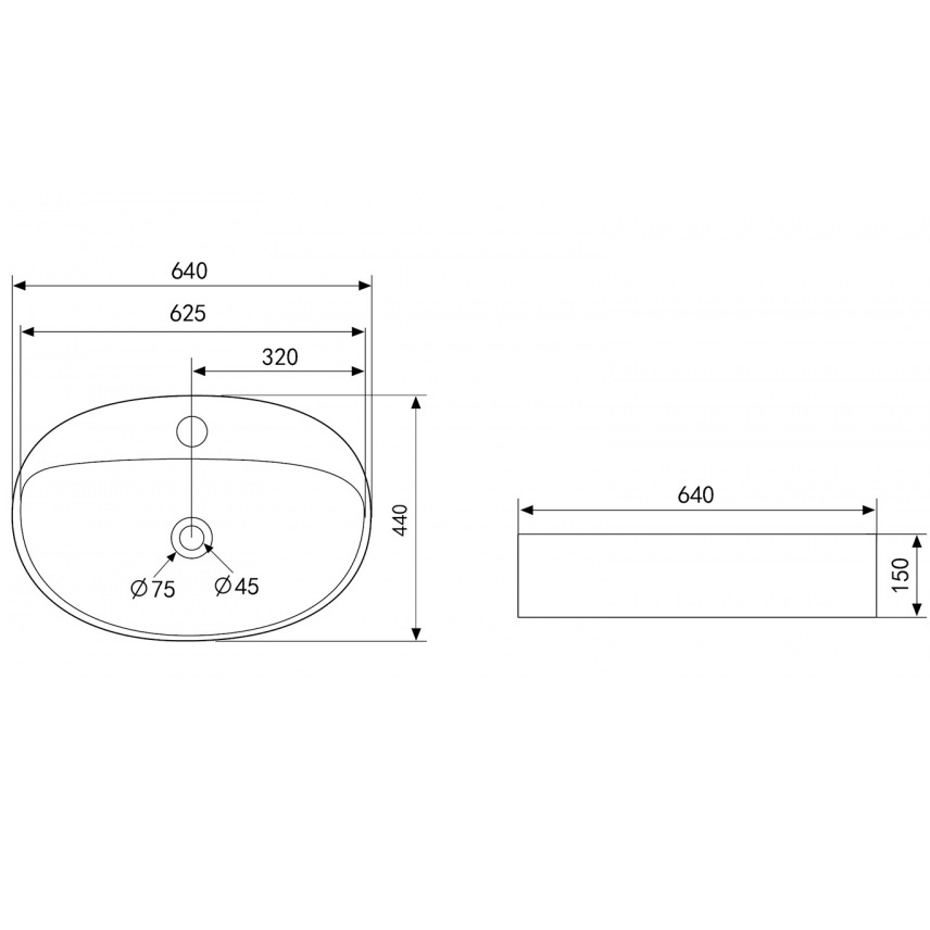 Раковина накладная Abber Bequem AC2112MW 64х44х15 (белый матовый)