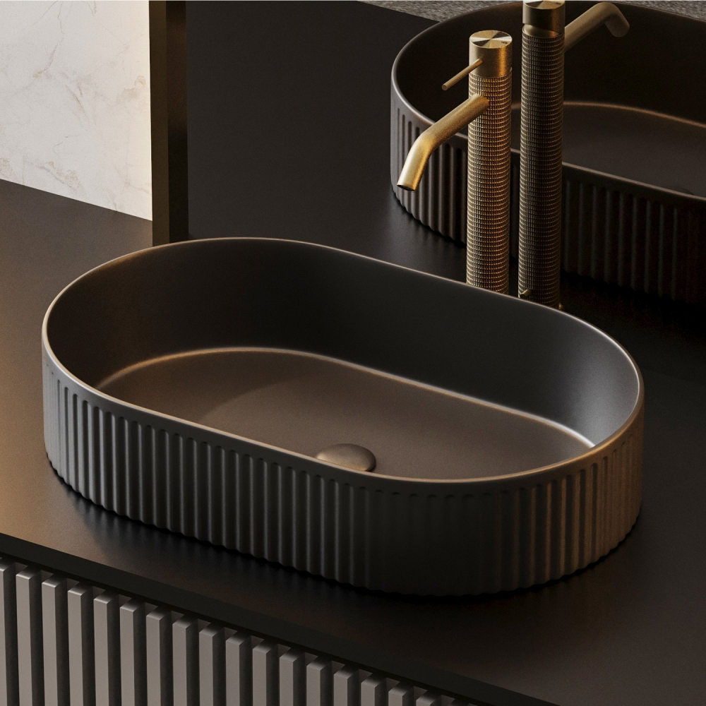 Раковина накладная Abber Bequem AC2116MB 57,5х36х12 (черный матовый)