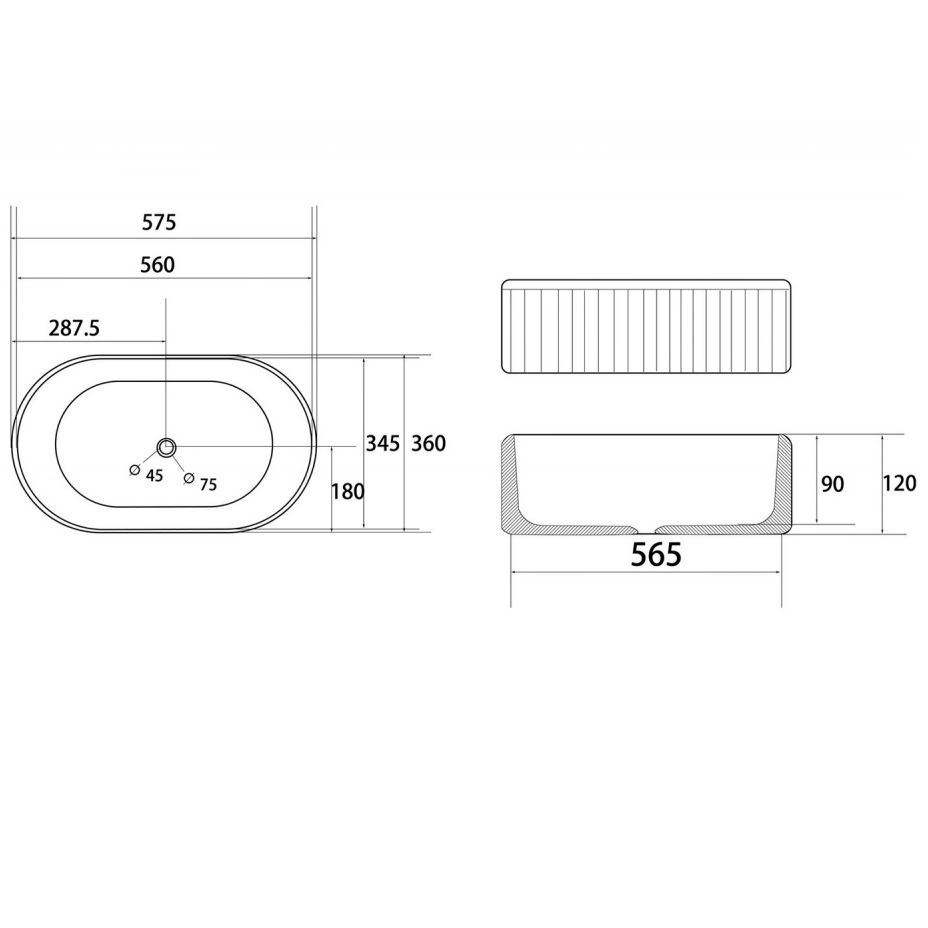 Раковина накладная Abber Bequem AC2116MB 57,5х36х12 (черный матовый)