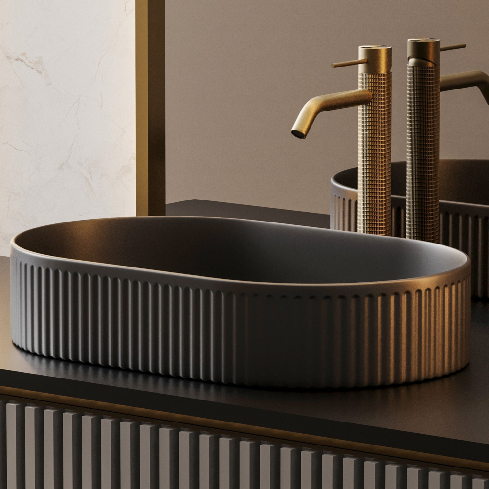 Раковина накладная Abber Bequem AC2116MB 57,5х36х12 (черный матовый)