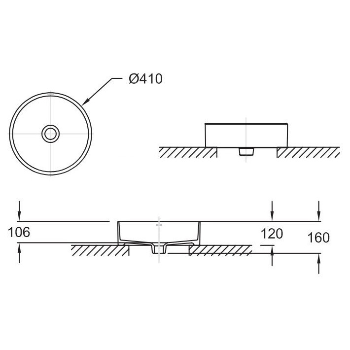 Раковина накладная Abber Bequem AC2118 41x41x12 (белый)