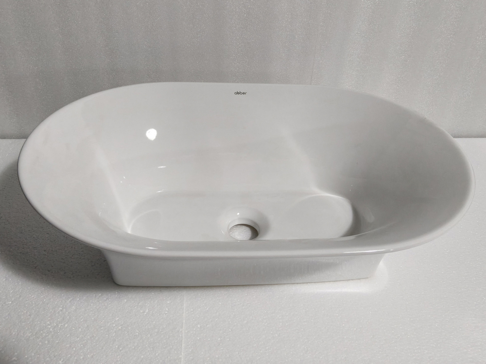 Раковина накладная Abber Bequem AC2119 56x37x17 (белый), с донным клапаном