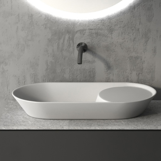 Раковина накладная Abber Bequem AC2120 72x33x13 (белый), с донным клапаном