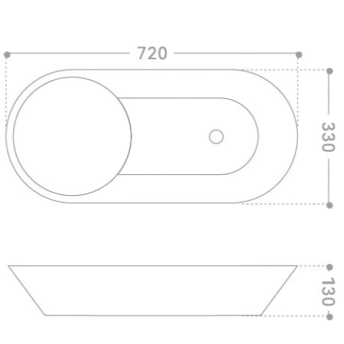 Раковина накладная Abber Bequem AC2120 72x33x13 (белый), с донным клапаном