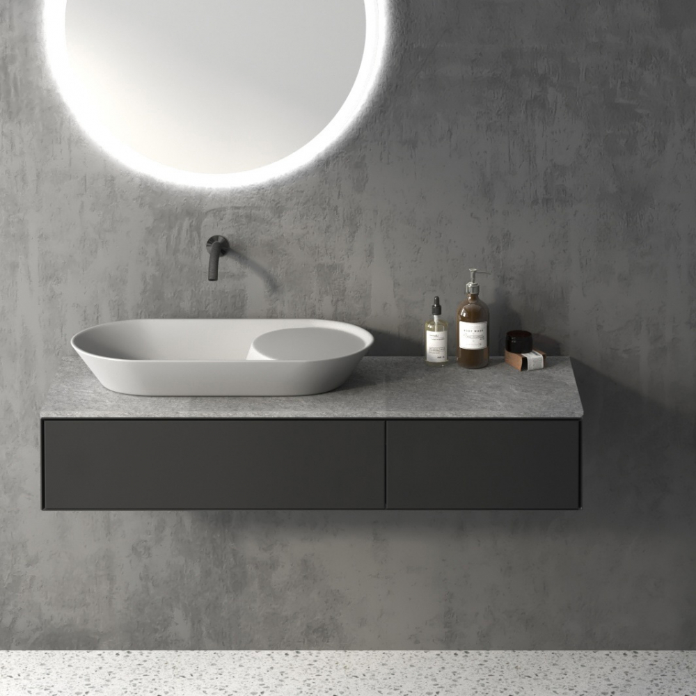 Раковина накладная Abber Bequem AC2120 72x33x13 (белый), с донным клапаном